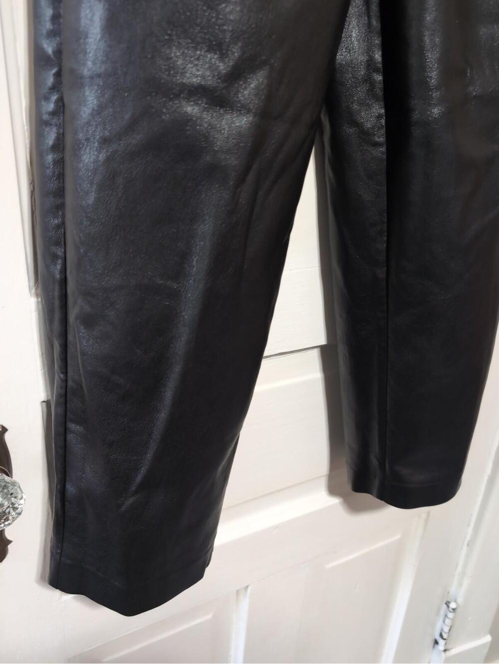 Wilfred Melina Black Faux‎ Leather Pleated Tapered High Rise Pants Woman 2(1357) - Picture 4 of 7